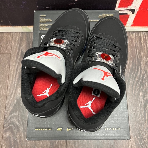 2020 Nike Air Jordan V 5 Low G Golf Black / Metallic Silver / White CU4523 003 - Picture 5 of 11